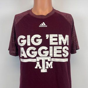 Adidas Texas AM Aggies Gig Em Clima Lite T Shirt NCAA College Red Size M